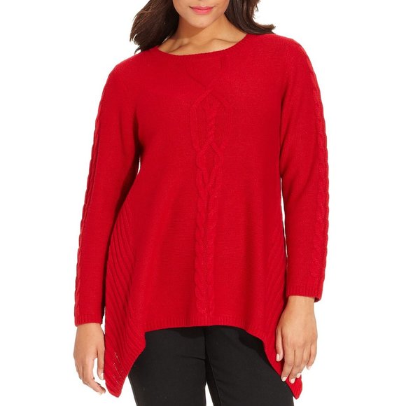 Style & Co Red Amore Handkerchief Hem Sweater - Picture 2 of 2